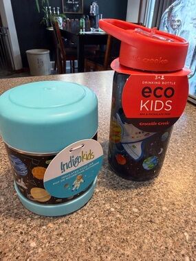 New Eco Kids Space Water Bottle & Indigo Kids Space Food Jar Crocodile Creek